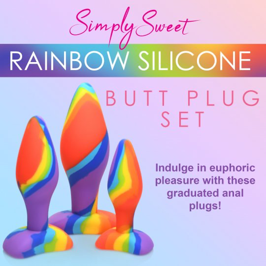 3 Piece Rainbow Silicone Butt Plug Set CURVE TOYS