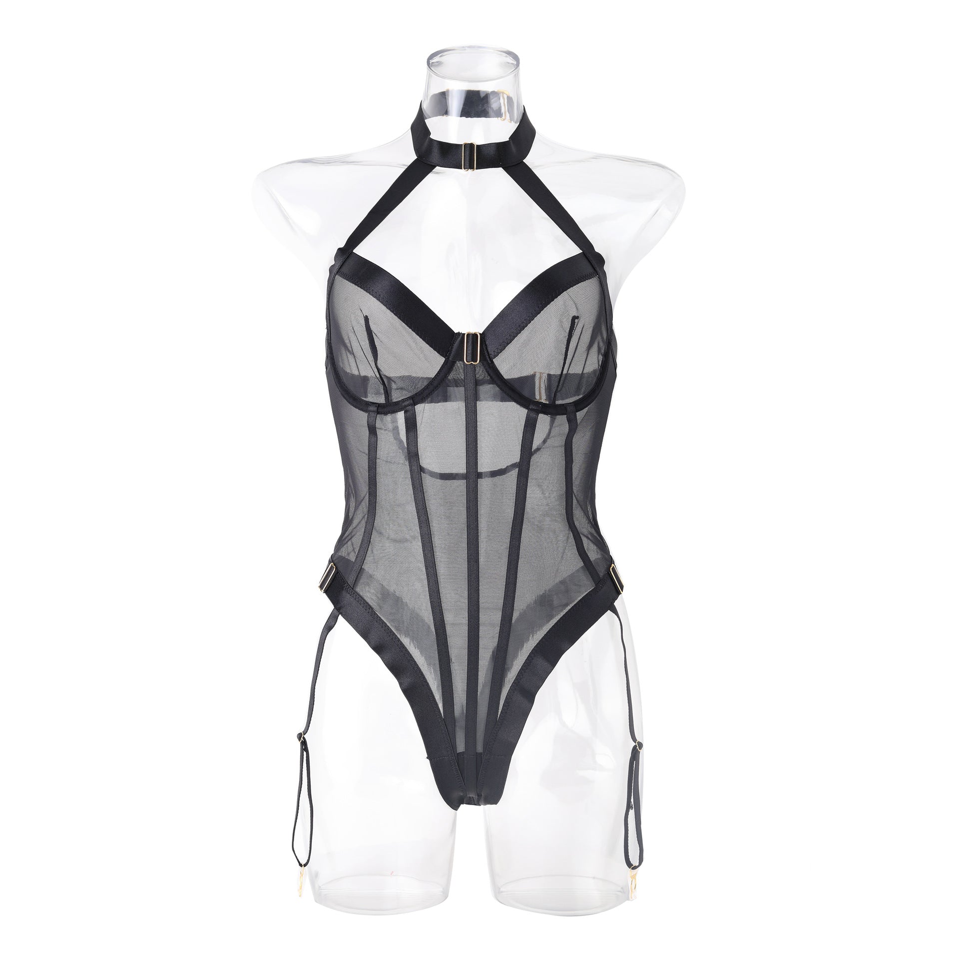 JOY-BTS071 – Black Mesh and Strap Teddy Lingerie SP BOUTIQUE