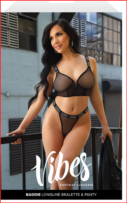 Fantasy Lingerie Vibes Baddie Longline Mesh Bralette & Panty FANTASY LINGERIE