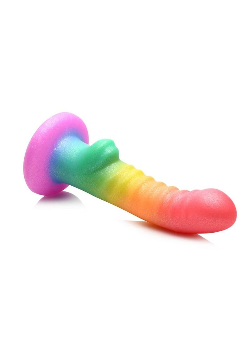 Simply Sweet Ribbed Silicone Dildo Rainbow - SP BOUTIQUE