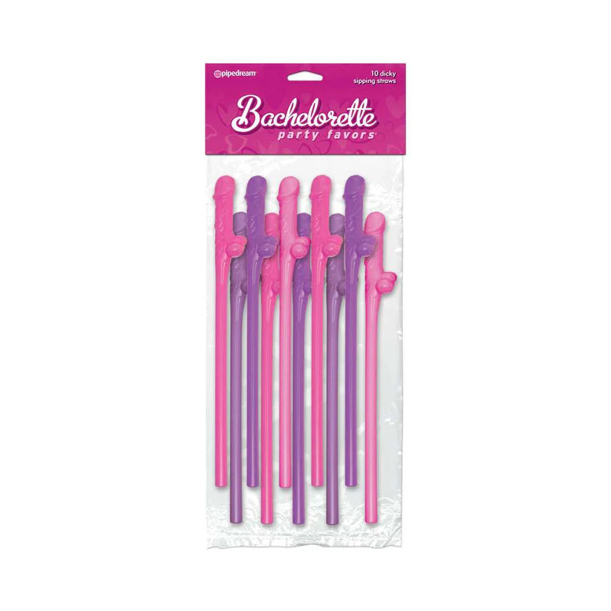 Bachelorette Party Favors 10-Piece Dicky Sipping Straws PIPEDREAM