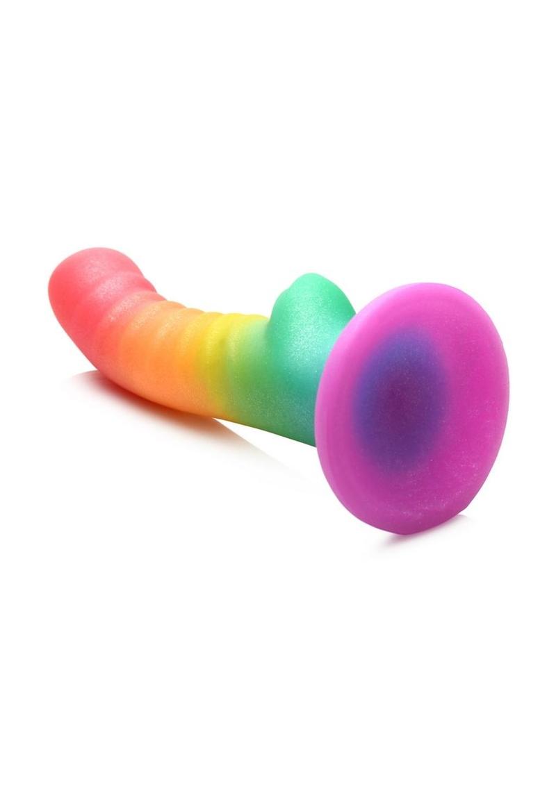 Simply Sweet Ribbed Silicone Dildo Rainbow - SP BOUTIQUE