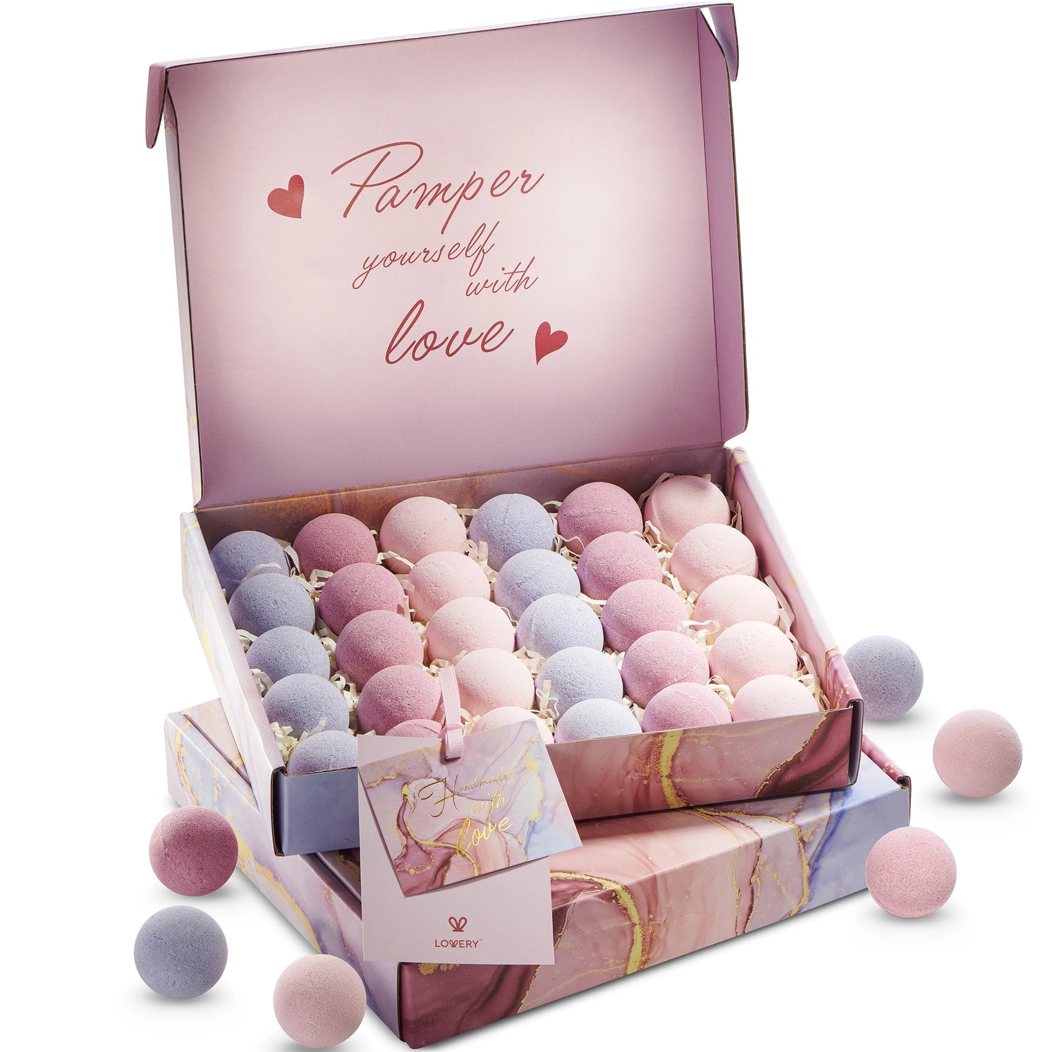 Relaxing bath bombs gift set showcasing Coconut Jasmine, Cherry Blossom, and Vanilla scented bath bombs for nourishing skin.