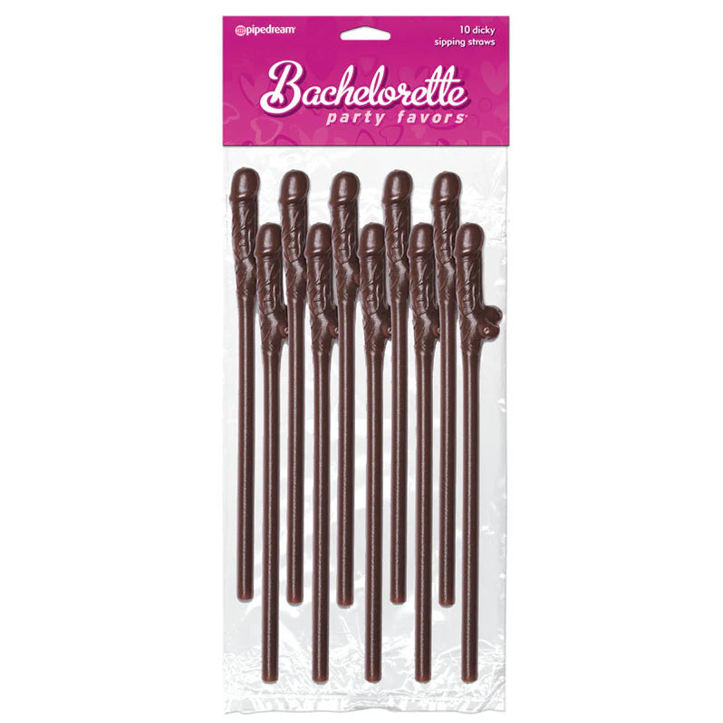 Bachelorette Party Favors 10-Piece Dicky Sipping Straws PIPEDREAM