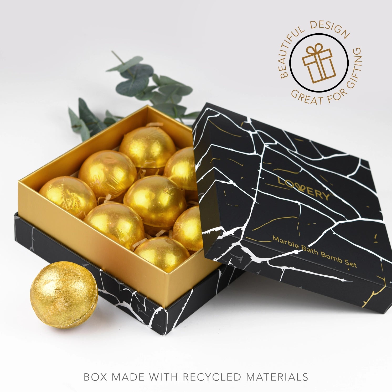 9 Bubble Bombs - Handcrafted 24K Gold Bath Bombs in various scents, perfect for transforming your bathtub into a soothing oasis.