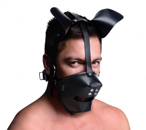 Pup Puppy Play Hood And Breathable Ball Gag MASTER SERIES