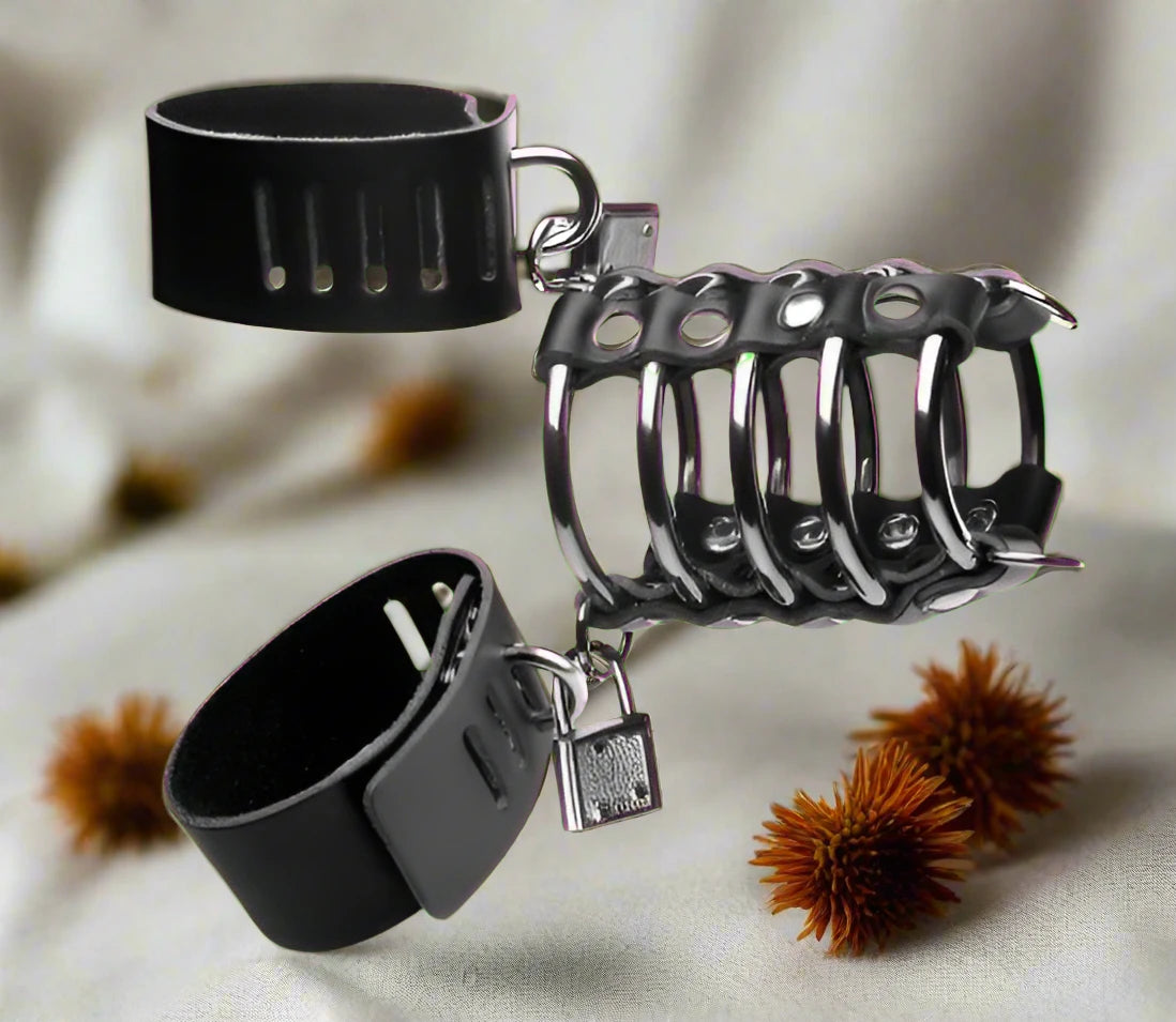5 Ring Chastity Device With Cock And Ball Strap STRICT