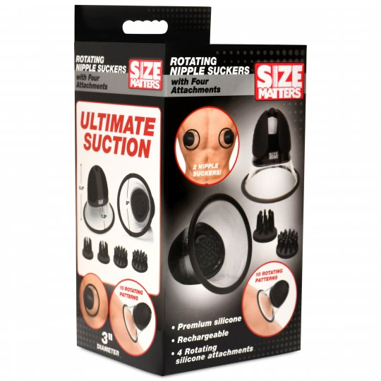 Size Matters 10X Rotating Silicone Nipple Suckers with 4 Attachments XR BRANDS