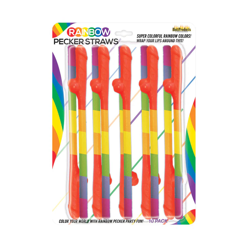 Rainbow Pecker Straws 10Pk HOTT PRODUCTS