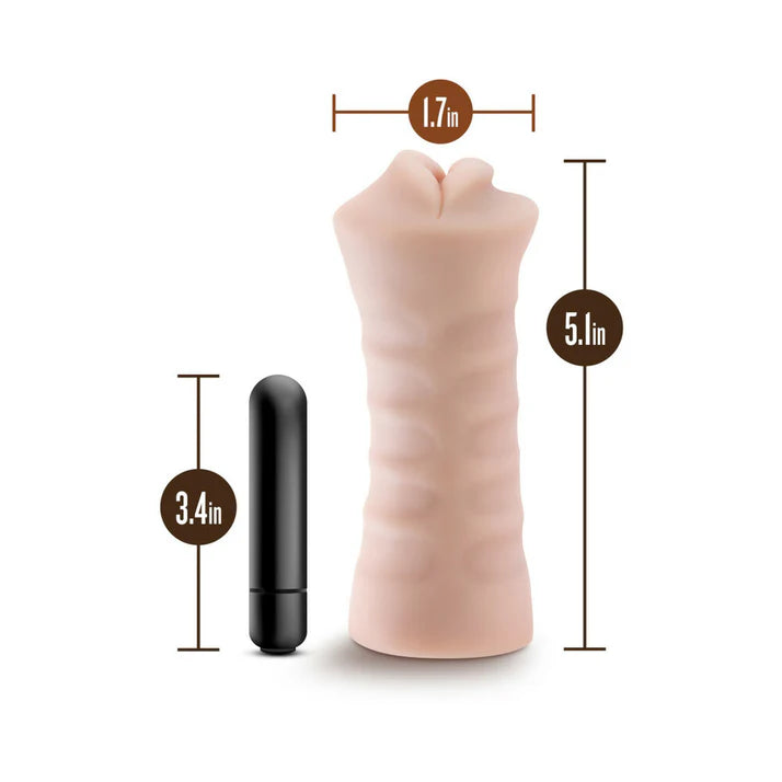 M for Men Angie Oral Stroker with Bullet Vibrator Beige - SP BOUTIQUE