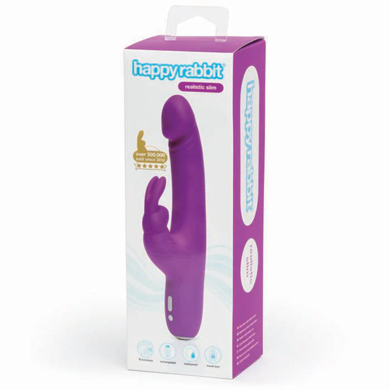 Happy Rabbit Realistic Slim Rechargeable Silicone Slimline Rabbit Vibr SP BOUTIQUE Happy Rabbit Realistic Slim Rechargeable Silicone Slimline Rabbit Vibr SP BOUTIQUE