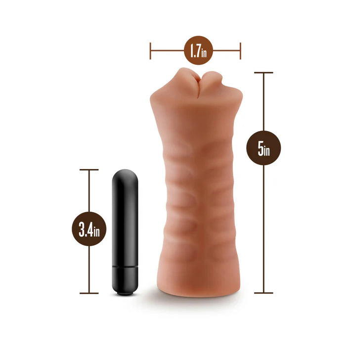 M for Men Isabella Oral Stroker with Bullet Vibrator Tan - SP BOUTIQUE