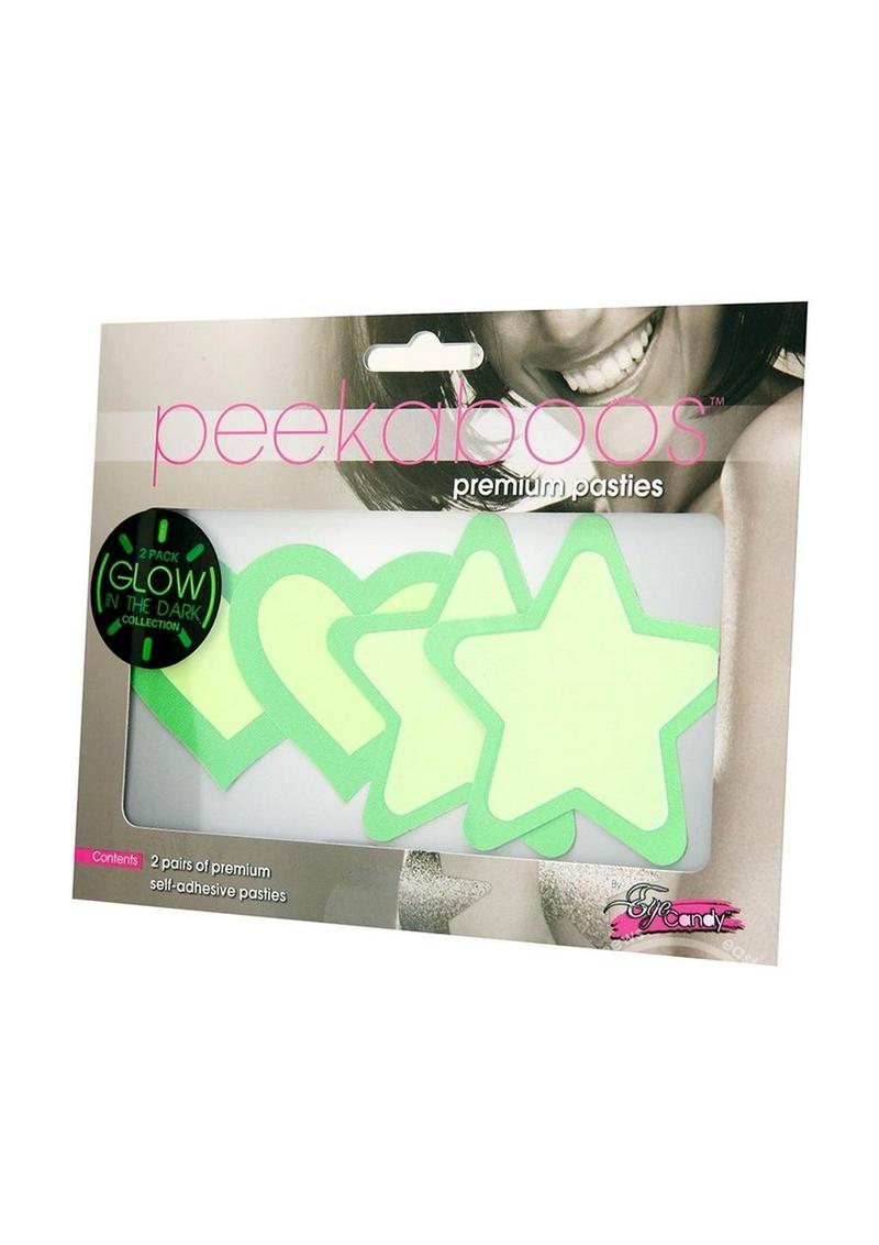 Peekaboo Glow In The Dark Hearts & Stars Pasties PEEKABOO
