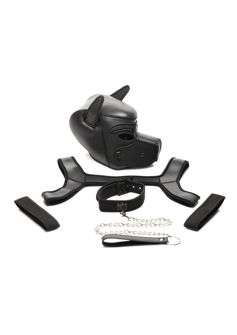 Master Series Full Pup Arsenal Set Neoprene Puppy Hood, Chest Harness, Collar with Leash and Arm Bands - SP BOUTIQUE