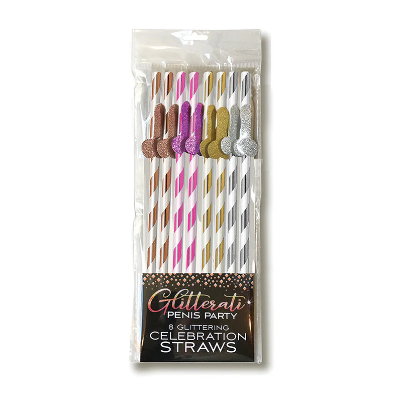 Glitterati Penis Party Tall Celebration Straws 8-Pack LITTLE GENIE