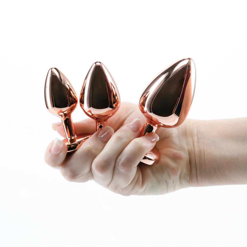 Rear Assets 3-Piece Metal Plug Kit Rose Gold/Pink NS NOVELTIES
