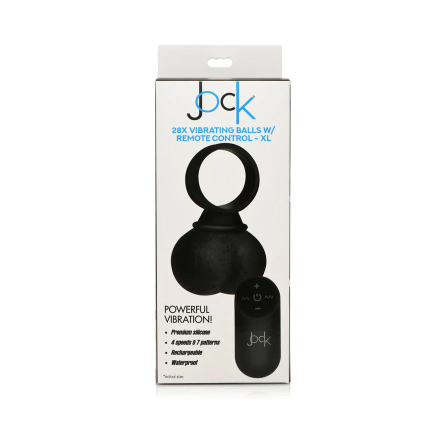 Jock 28X Vibrating Silicone Balls with Remote Control XL Black CURVE NOVELTIES