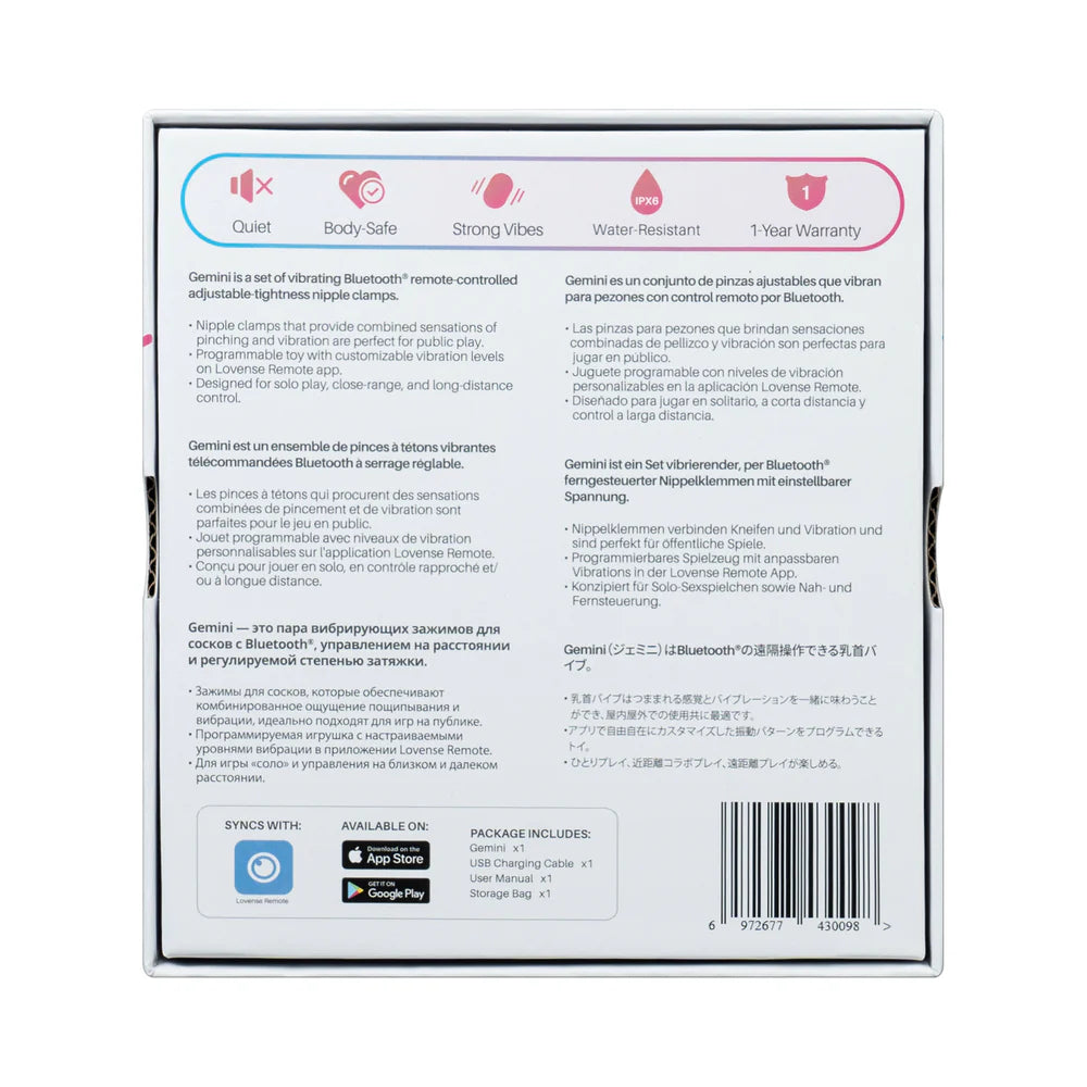 Lovense Gemini Vibrating Nipple Clamps - SP BOUTIQUE