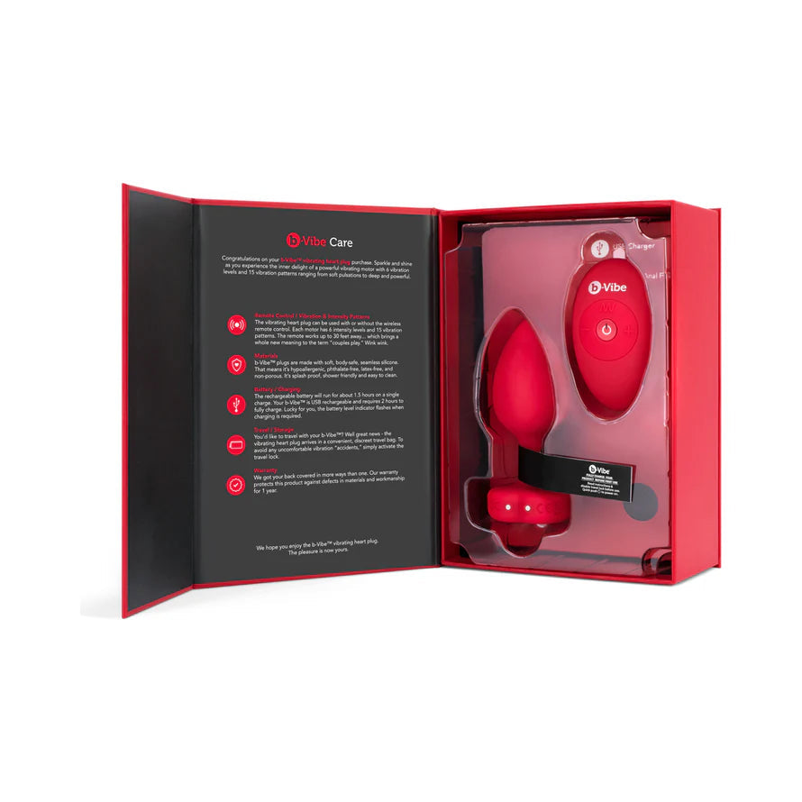 b-Vibe Vibrating Heart Anal Plug with Heart-Shaped Jewel Base B-VIBE