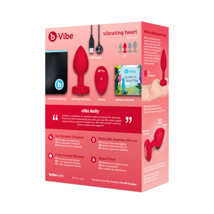b-Vibe Vibrating Heart Anal Plug with Heart-Shaped Jewel Base B-VIBE