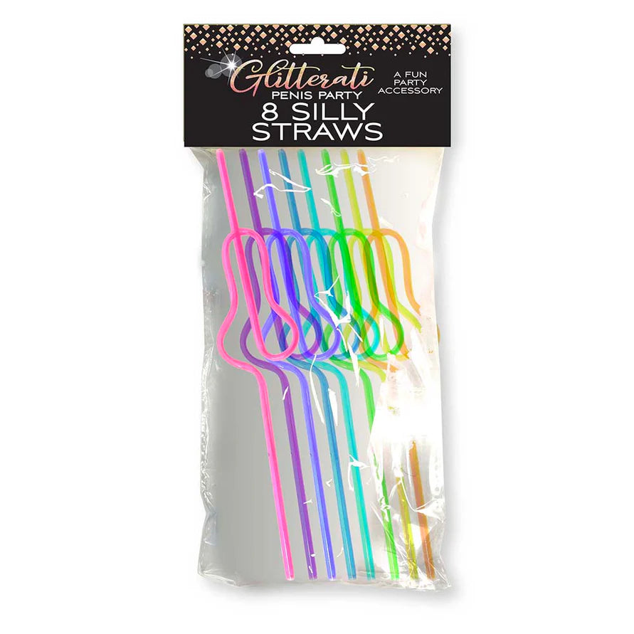 Glitterati Penis Party Silly Straws 8-Pack LITTLE GENIE