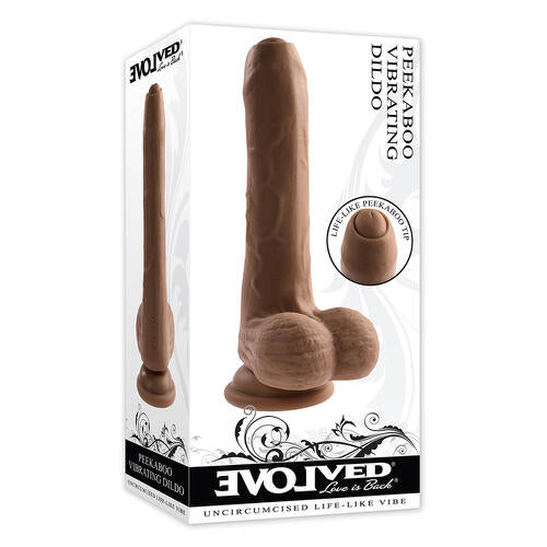 Evolved Peek A Boo Rechargeable Vibrating 8 in. Silicone Uncircumcised Dildo ENVOLVED