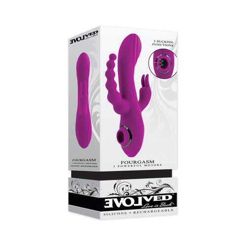 Evolved Fourgasm Rechargeable Triple Stim Vibe with Suction Silicone EVOLVED