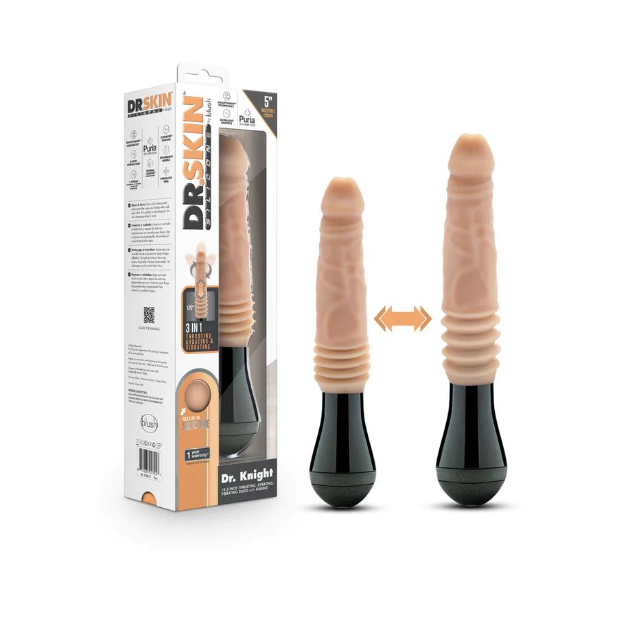 Dr. Skin Silicone Dr. Arthur Rechargeable Thrusting Gyrating Vibrating Dildo BLUSH