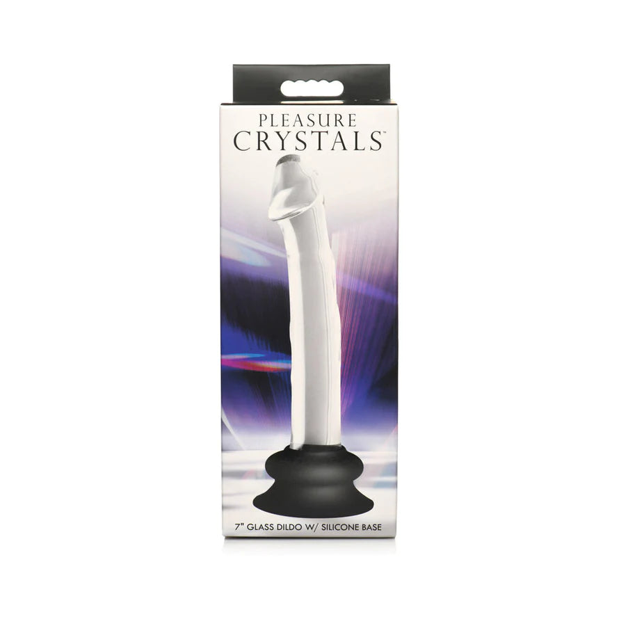 Pleasure Crystals Glass Dildo W/ Silicone Base CURVE NOVELTIES