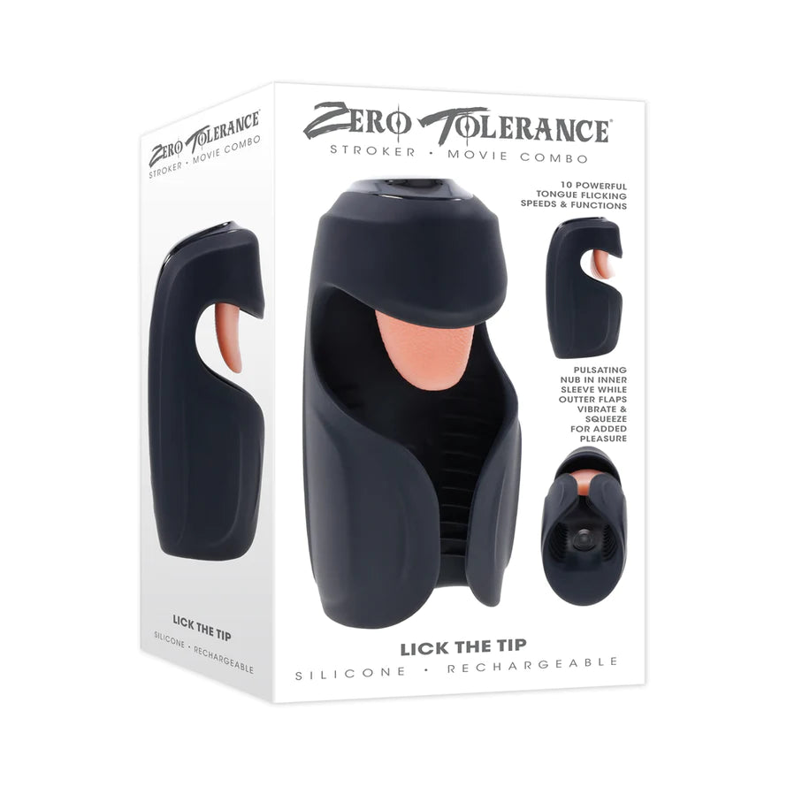 Zero Tolerance Lick The Tip Rechargeable Vibrating Thumping Stroker Silicone ZERO TOLERANCE