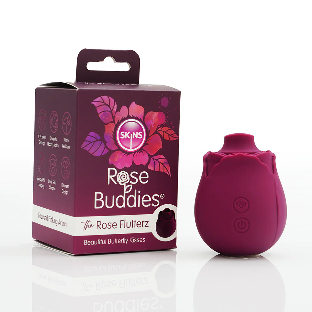 Skins Rose Buddies Rose Flutterz Rechargeable Silicone Clitoral Vibrator Creative Conceptions