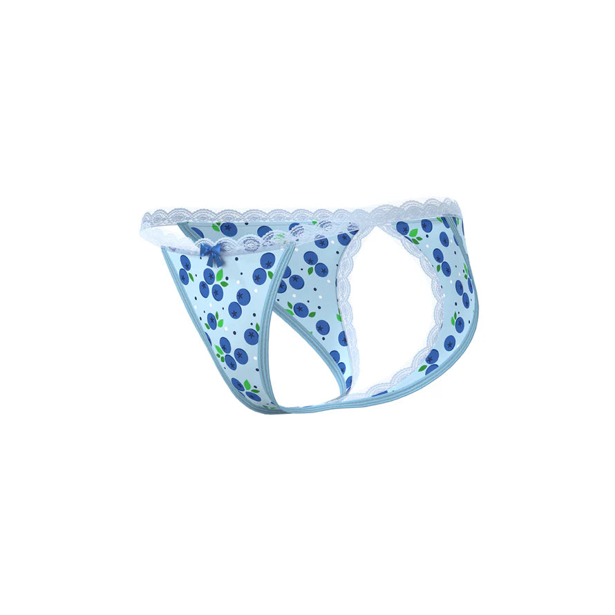 Magic Silk Sweet Treats Split Back & Crotchless Panty with Lube Blueberry EXPOSED