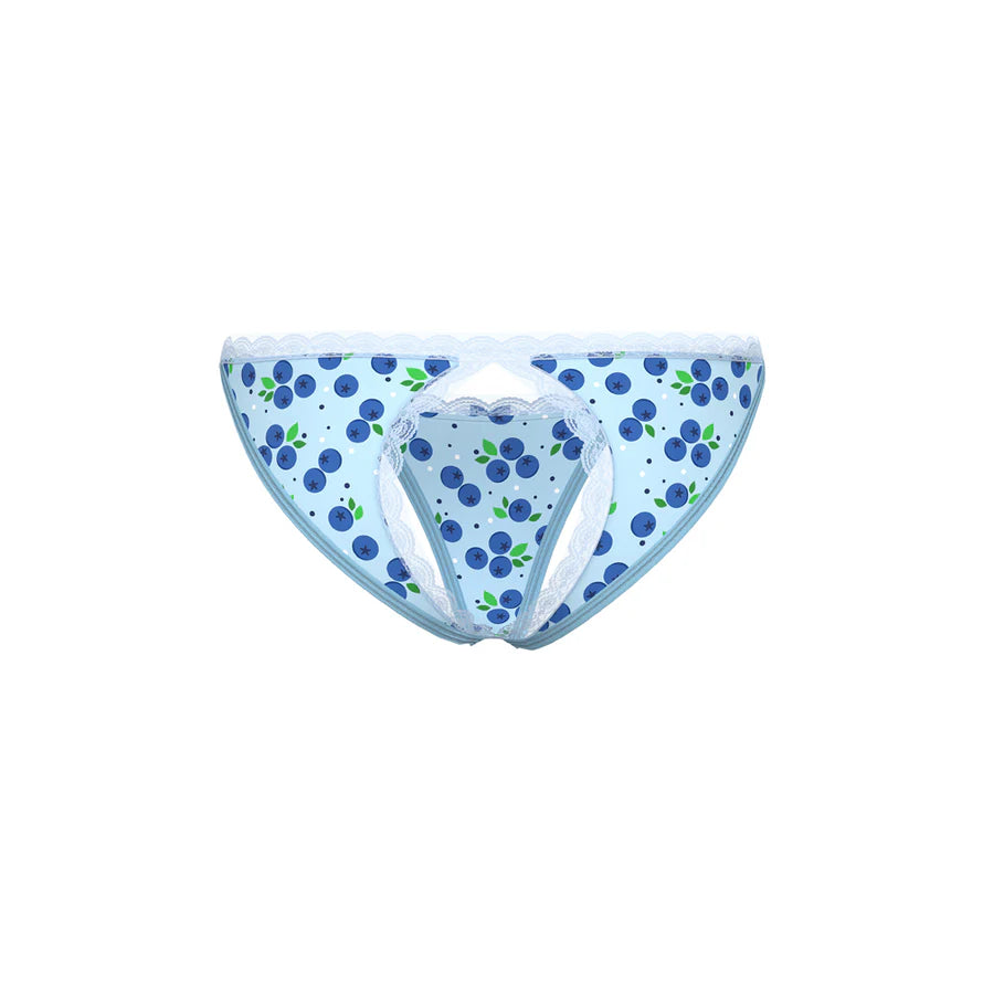Magic Silk Sweet Treats Split Back & Crotchless Panty with Lube Blueberry EXPOSED