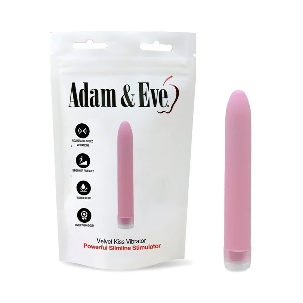 Adam & Eve Silky Smooth Vibrator - 6In Waterproof Velvet Kiss with Multi-Speed Control - SP BOUTIQUE