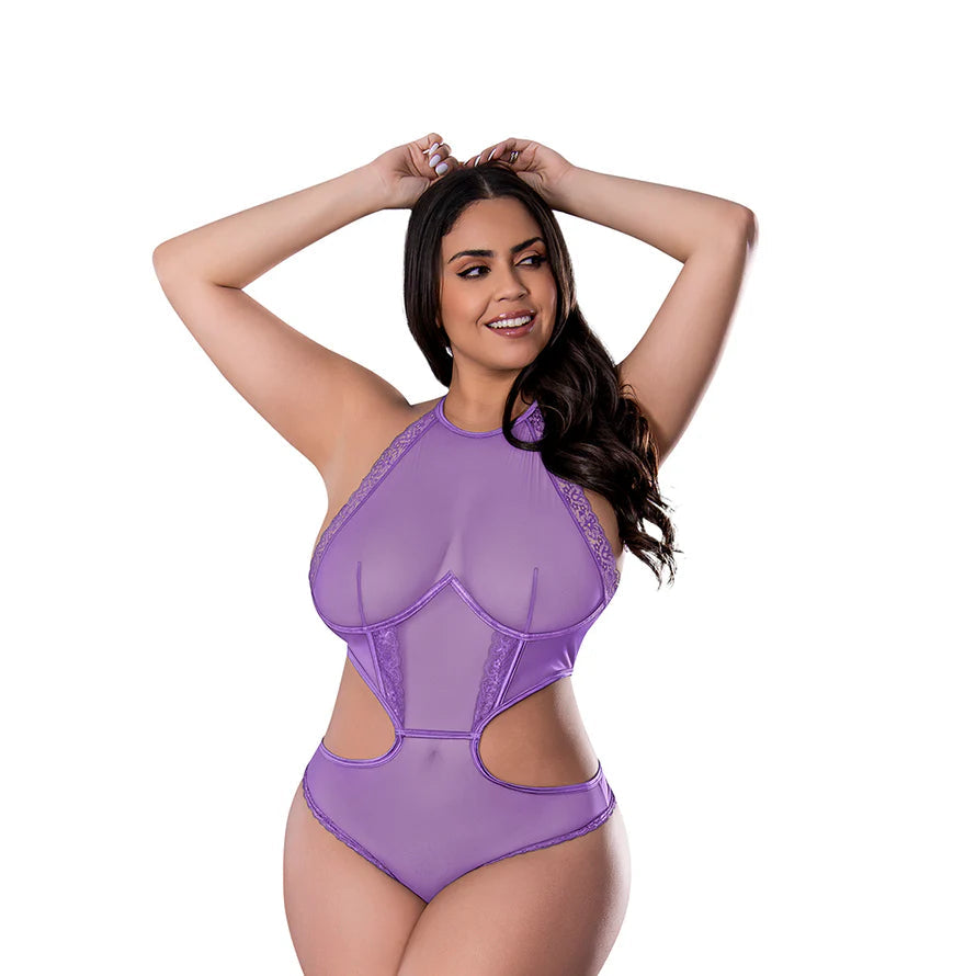 Magic Silk Sheer Passion Halter Teddy EXPOSED