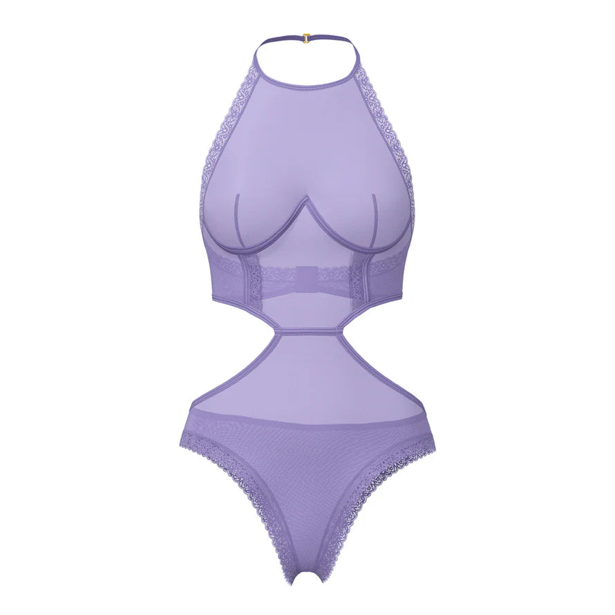 Magic Silk Sheer Passion Halter Teddy EXPOSED