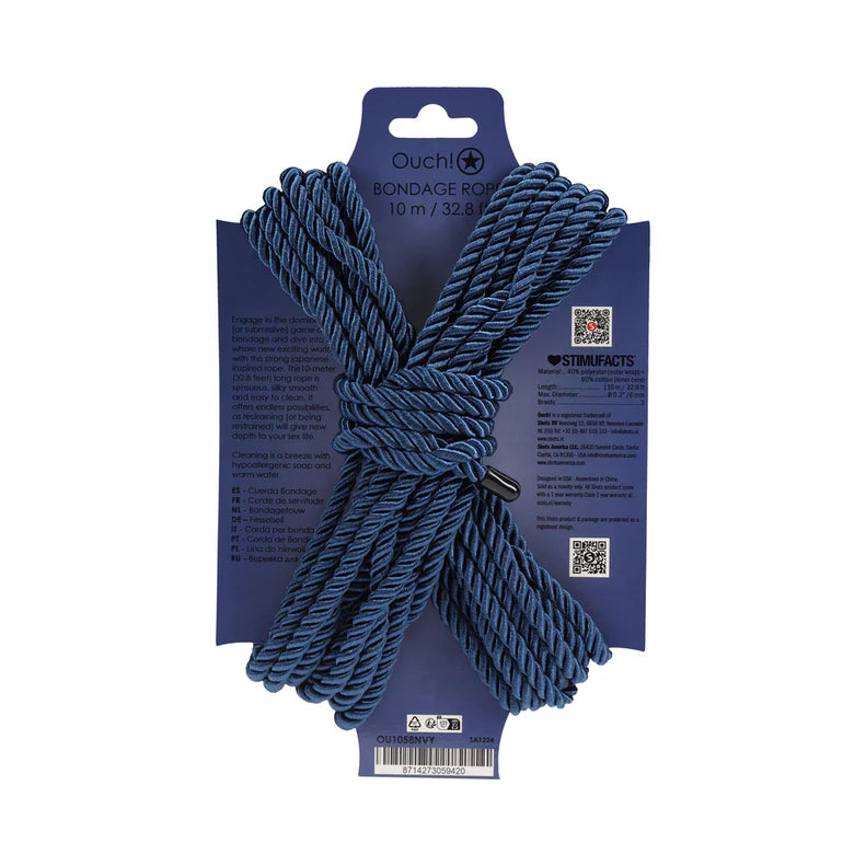 Ouch! Bondage Rope 10 m Nylon Navy Blue OUCH!