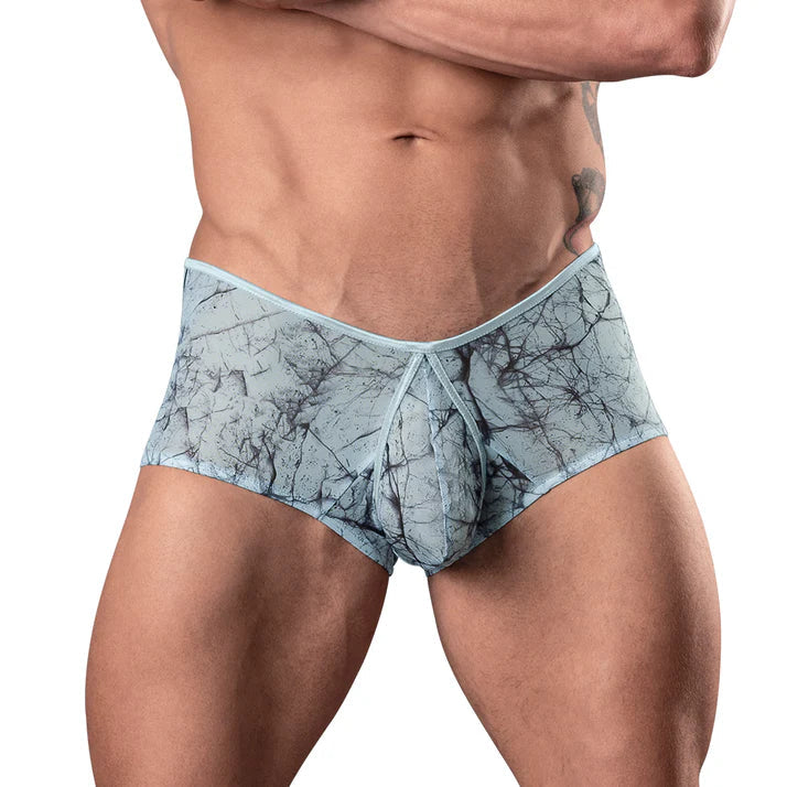Male Power Marble Mesh Micro Mini Short Silver Blue MALE POWER