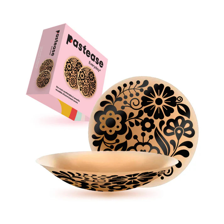 Pastease Halos Reusable Sticky Adhesive Silicone Nipple Cover Floral Nude Large D+ Cup PASTIES