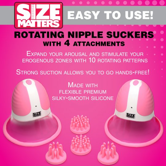 Size Matters 10X Rotating Silicone Nipple Suckers with 4 Attachments XR BRANDS
