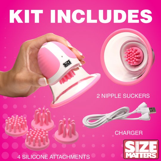 Size Matters 10X Rotating Silicone Nipple Suckers with 4 Attachments XR BRANDS