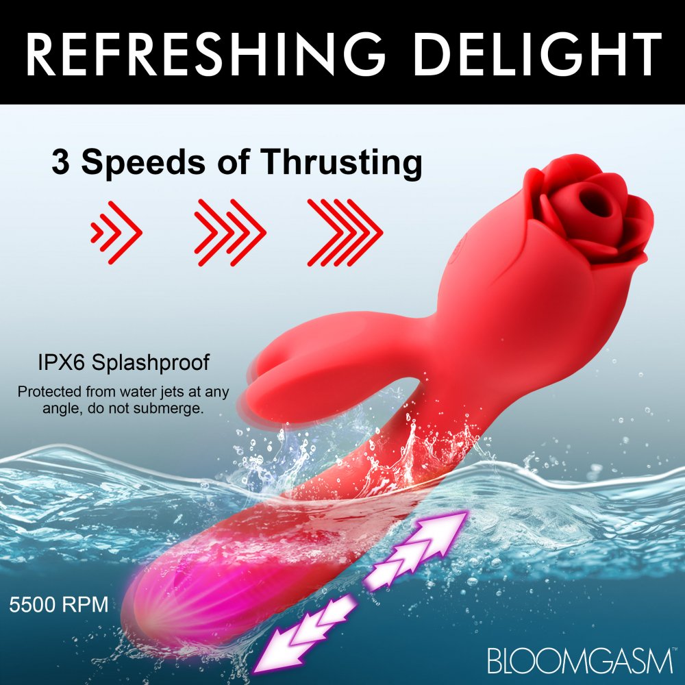 Blooming Bunny Sucking and Thrusting Silicone Rabbit Vibrator XR BRANDS