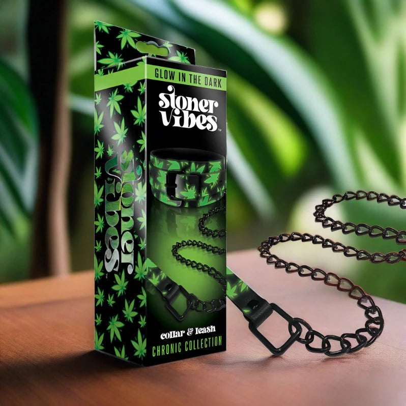 Stoner Vibes Chronic Collection Glow in the Dark Collar&Leash GLOBAL NOVELTIES LLC