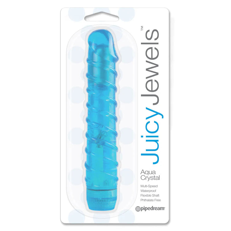 Juicy Jewels Aqua Crystal Ribbed Semi-Realistic Vibrator PIPEDREAM