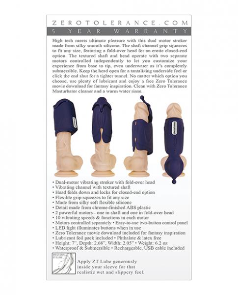 Zero Tolerance 7-Inch Dual Motor Vibrating Stroker, Waterproof Silicone, & Textured Grip - SP BOUTIQUE
