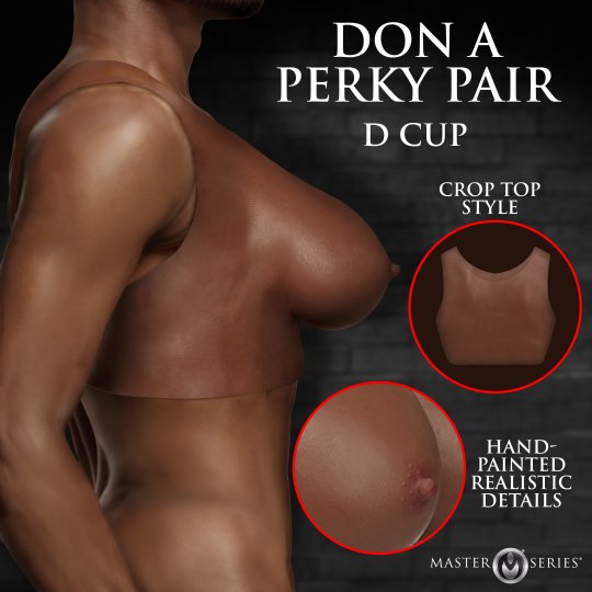 side view of a perky pair D cup