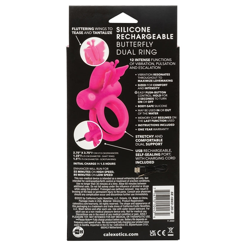 Silicone Rechargeable Butterfly Dual Ring CALEXOTIC