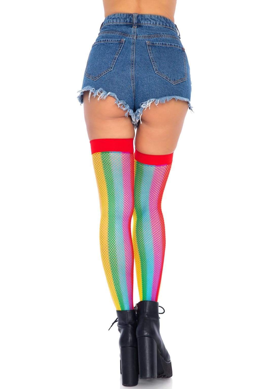 Rainbow Fishnet Thigh Highs LEG AVENUE