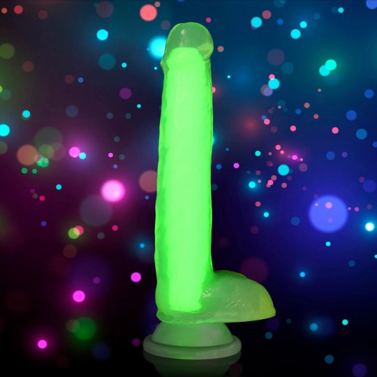 Glow-in-the-Dark Silicone Dildo with Balls - SP BOUTIQUE