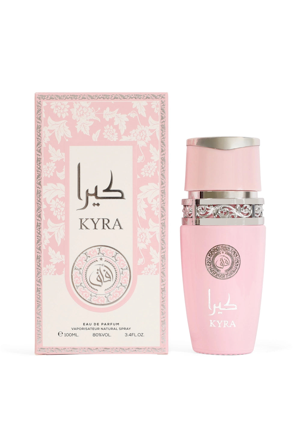 A close-up of Kyra Perfume for Women 100ml bottle highlighting its vibrant floral and fruity notes, ideal for any occasion.